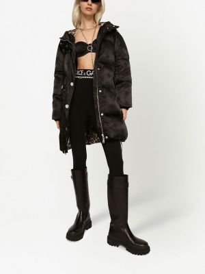 Kabát s kapucí s potiskem Dolce & Gabbana černý