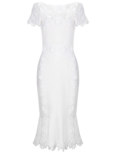 Льняное платье-карандаш Dolce & Gabbana белое