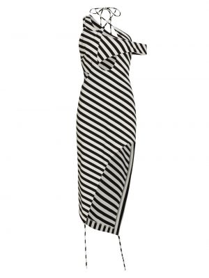 Полосатое асимметричное платье-миди Monse черный