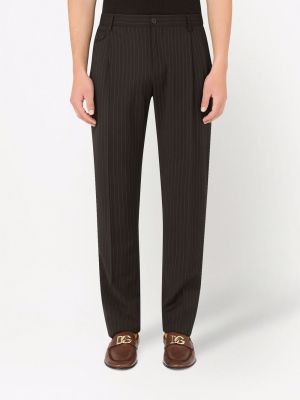 Pruhované vlněné kalhoty Dolce & Gabbana černé