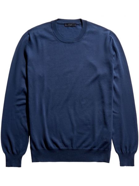 Пуловер бродиран Fay синьо