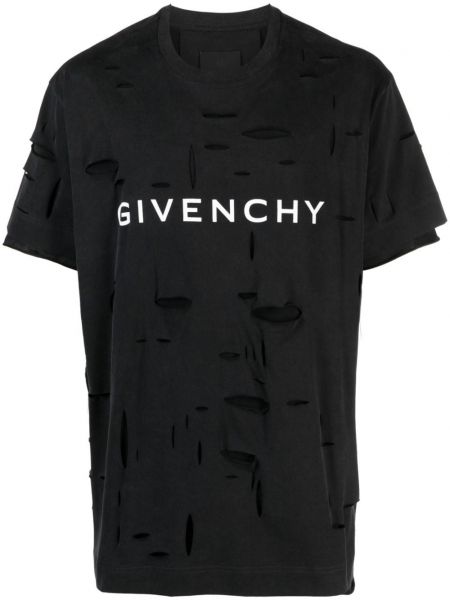 Tričko s dírami s potiskem Givenchy