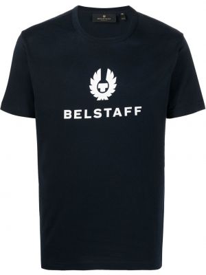 Памучна тениска с принт Belstaff синьо