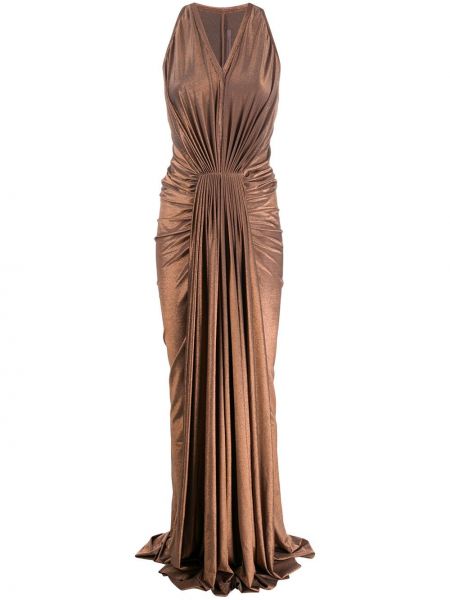 Платье без рукавов плиссированное Rick Owens Lilies, коричневое