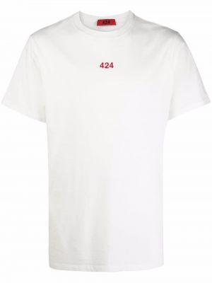 T-shirt ricamato con scollo tondo 424 bianco