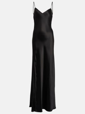 Saténové dlouhé šaty Staud čierna