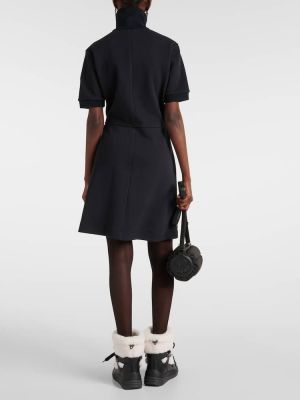 Pletena pamučna midi haljina Moncler crna