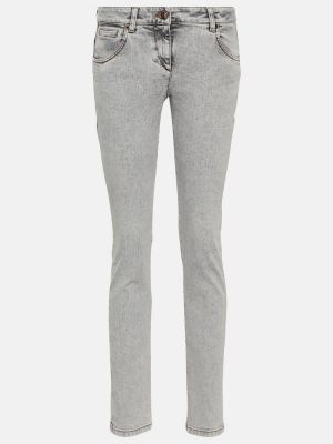 Skinny fit džínsy s nízkym pásom Brunello Cucinelli sivá
