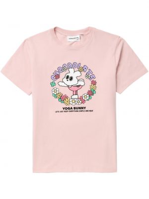 Koszulka bawełniana z nadrukiem :chocoolate różowa