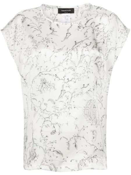 Копринена сатенена блуза с принт Fabiana Filippi