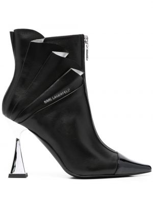 Leder ankle boots mit plisseefalten Karl Lagerfeld