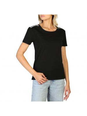 Bavlněné jednobarevné tričko Moschino - černá