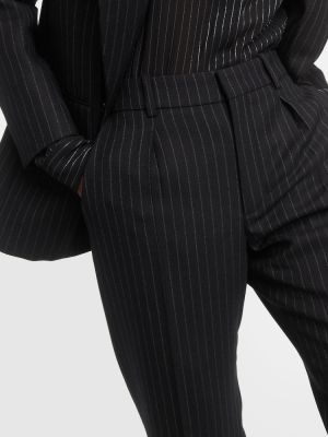 Pantaloni dritti di lana a righe Saint Laurent grigio