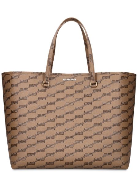 Imitert skinn lær shoppingbag Balenciaga beige