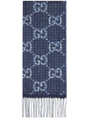 Žakárový vlnený šál Gucci modrá