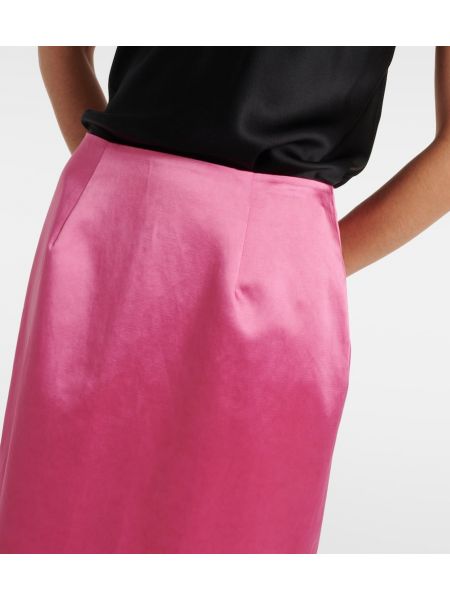 Satenska midi suknja Carolina Herrera ružičasta