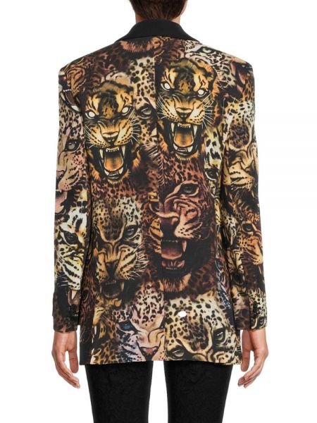 Тигровый пиджак с принтом Roberto Cavalli черный