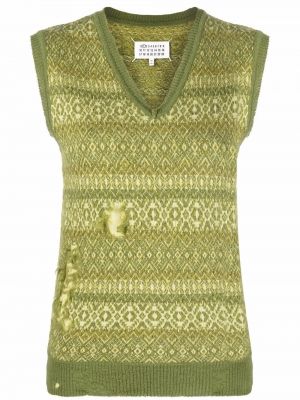Pletená vesta s oděrkami Maison Margiela zelená