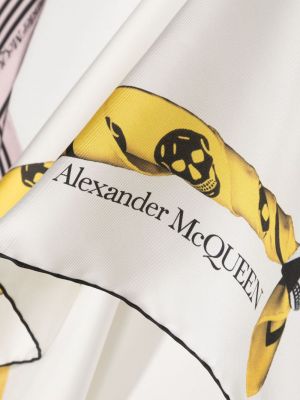 Echarpe en soie à imprimé Alexander Mcqueen blanc