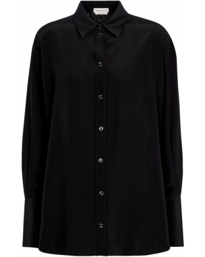 Šifonová hedvábná košile Alexander Mcqueen černá