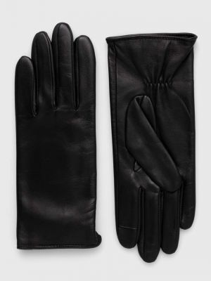 Černé kožené rukavice Boss