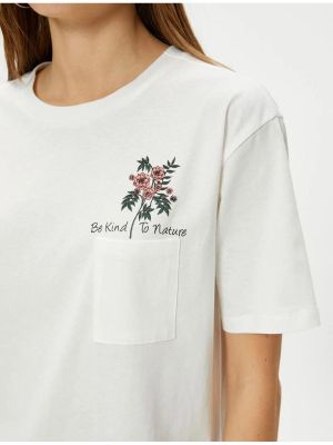 Kokvilnas t-krekls ar ziediem ar apdruku Koton