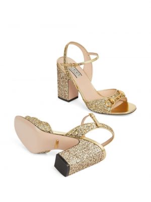 Sandales ar kristāliem Gucci zelts