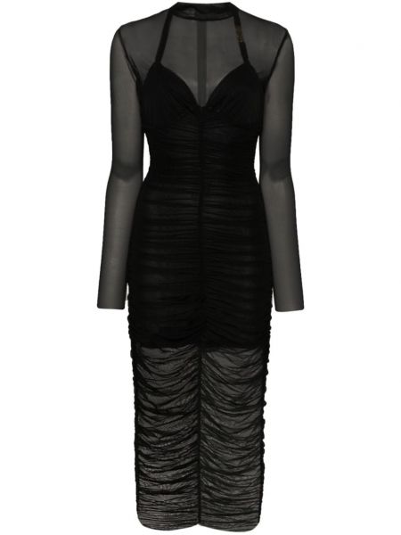 Мрежеста миди рокля Versace Jeans Couture черно