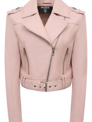 Кожаная куртка Balmain розовая