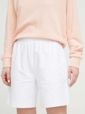 Emporio Armani Underwear pantaloni scurti femei, culoarea alb, cu imprimeu, high waist