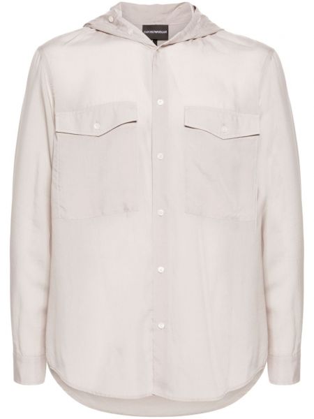 Caurspīdīgs krekls ar kapuci Emporio Armani pelēks