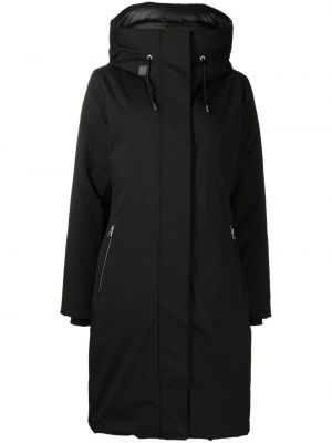 Пухено палто с качулка Mackage черно