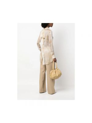 Blusa de seda con estampado de camuflaje Ermanno Scervino beige