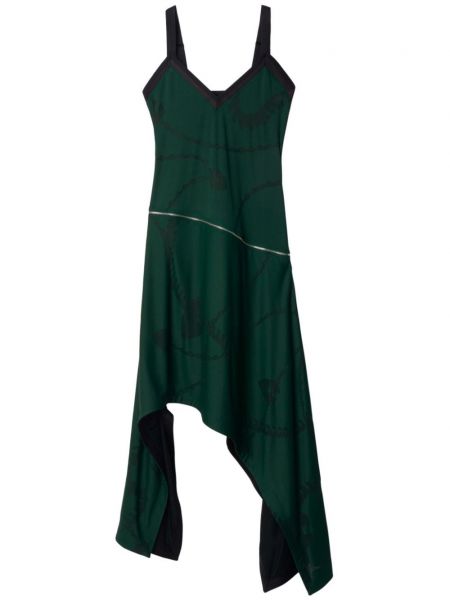 Asymetrické midi šaty Burberry zelená