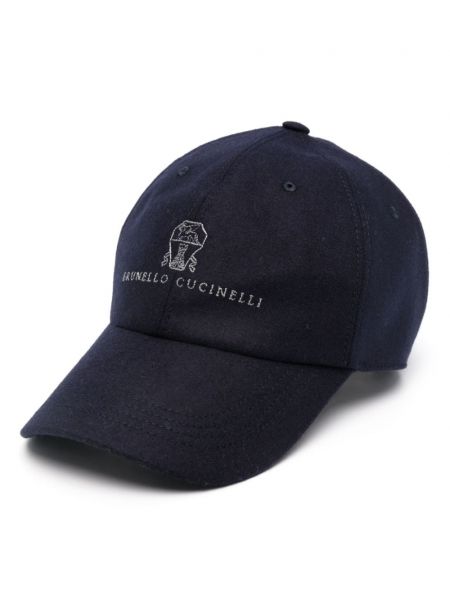 Flannel broderet cap Brunello Cucinelli blå