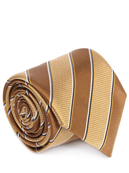 Шелковый галстук в полоску Canali бежевый