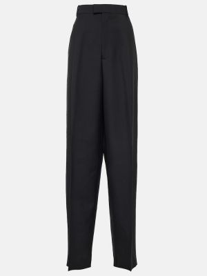 Klasické vlněné rovné kalhoty s knoflíky Bottega Veneta - černá