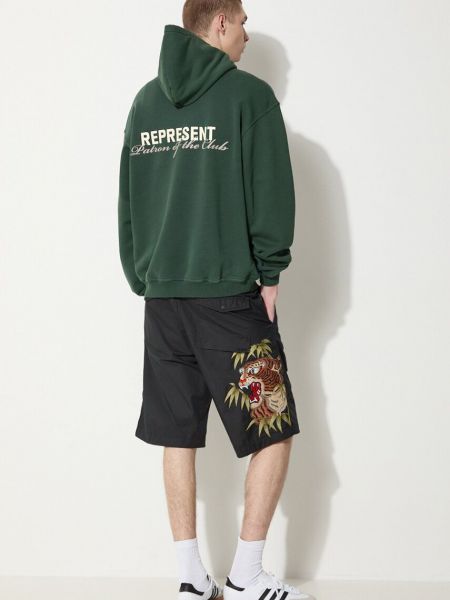 Pamučna hoodie s kapuljačom Represent zelena