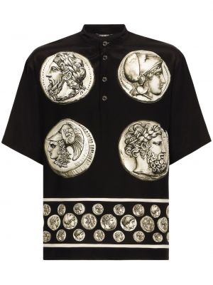 Hodvábne tričko s potlačou Dolce & Gabbana čierna