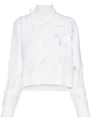 Пуловер с протрити краища Iceberg бяло