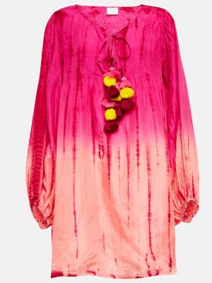 Mini vestido de seda tie dye Anna Kosturova rosa