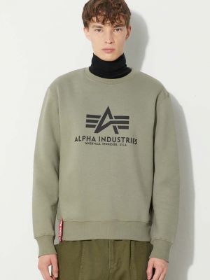 Пуловер с принт Alpha Industries зелено