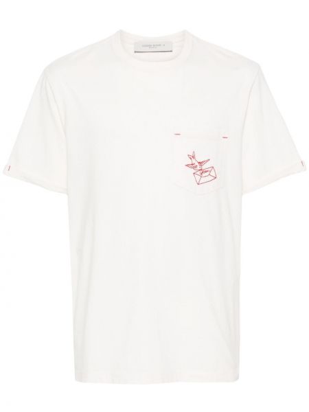 Kokvilnas t-krekls ar izšuvumiem Golden Goose