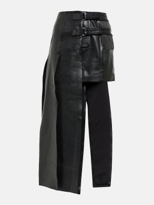 Asymetrická kožená sukňa David Koma čierna