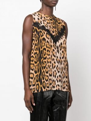 Spitzen bluse mit print mit leopardenmuster Roberto Cavalli