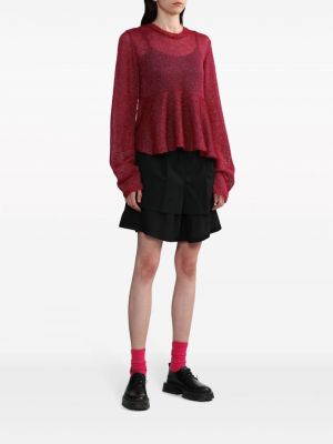 Przezroczysty sweter z baskinką Noir Kei Ninomiya czerwony
