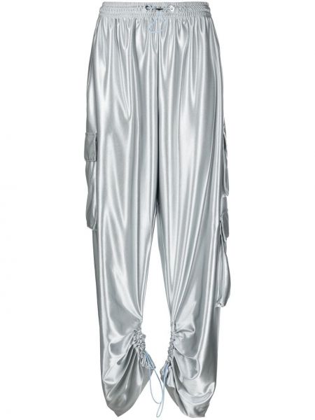 Pantaloni din satin Khrisjoy argintiu