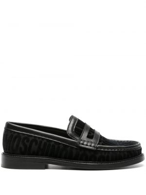 Aksamitne loafers Moschino czarne