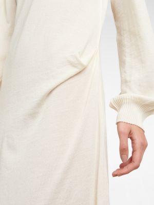Кашмирена копринена миди рокля Petar Petrov бяло