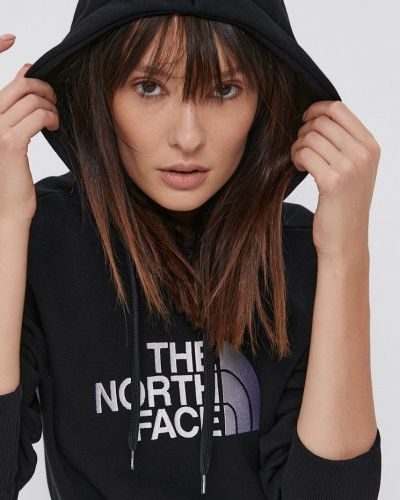 Βαμβακερή μπλούζα με κουκούλα The North Face μαύρο